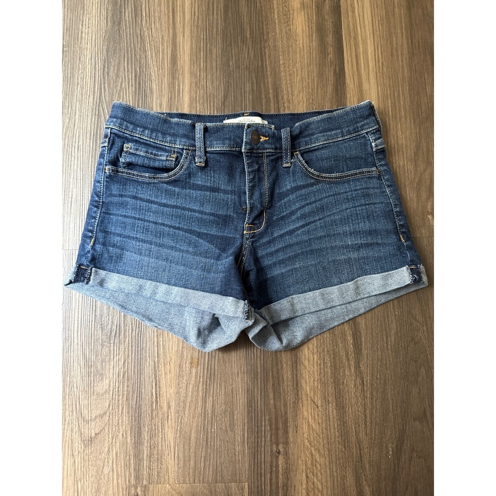 Abercrombie & Fitch‎ Denim Shorts Womens 6/28 Dark Wash Cuffed Low Rise Casual